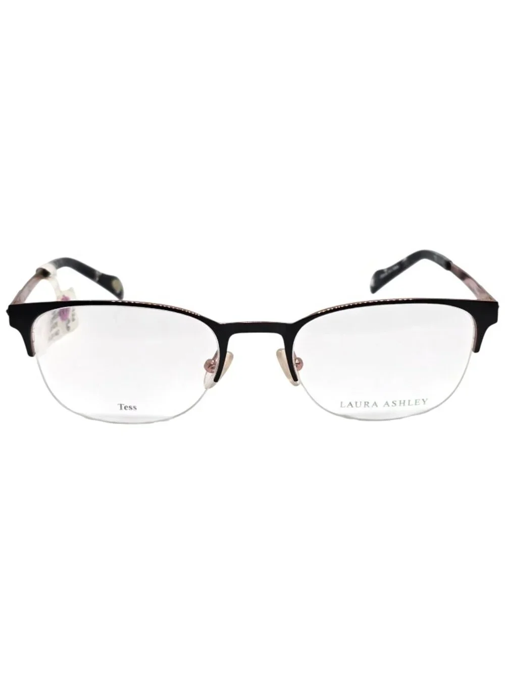 Laura Ashley Tess Womens Black & Rose Gold Semi-Rimless Eyeglass Frame 51-20-140